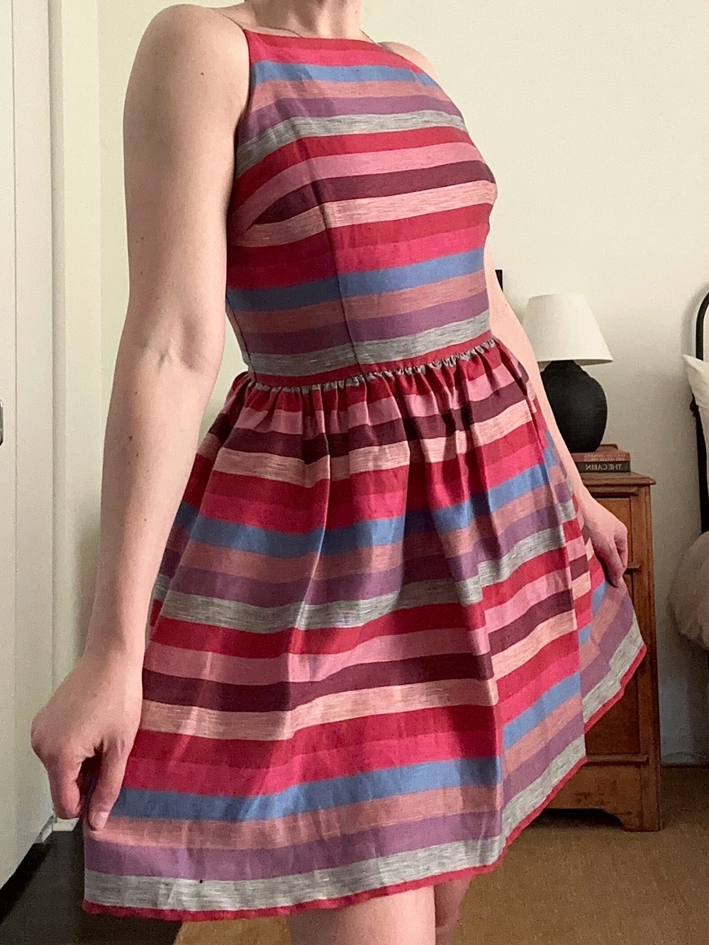 bebe Multicolor Striped Sleeveless Dress with Pockets